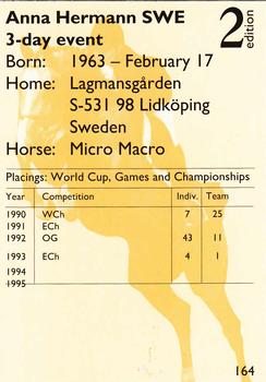 1995 Collect-A-Card Equestrian #164 Anna Hermann / Micro Macro Back